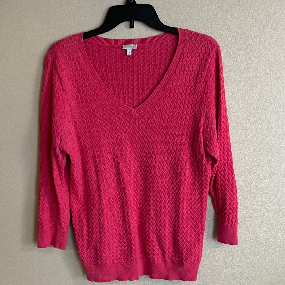 Talbots Vibrant Pink V-Neck Sweater
